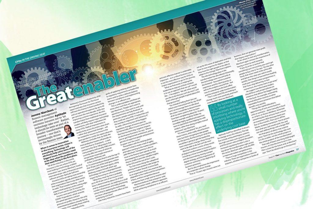 Exclusive: 'The Great Enabler' - Jeremy Marchant, Aptitude Software in "The Insurtech Magazine" | Fintech Finance