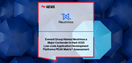 Suresh Chandrasekharan, Co-founder and CTO of Neutrinos, celebrates the company’s recognition as a Major Contender in the 2025 Everest Group Low-code Application Development Platforms PEAK Matrix®, highlighting Neutrinos’ AI-powered intelligent automation for insurers.