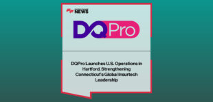James Loft, CEO of DQPro, alongside representatives from The InsurTech Corridor and Connecticut insurance leaders, announcing the company’s U.S. expansion to Hartford.